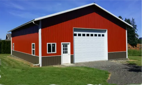 Amish Pole Barn Construction in Carney's Point, NJ - Rossbrook Construction of a red pole barn