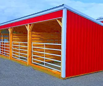 Amish Pole Barn Construction in Salem, NJ - Rossbrook Construction Red equestrian stables.