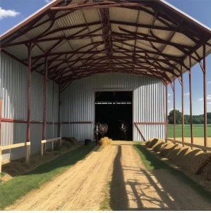 Amish Pole Barn Construction in Clayton, NJ - Rossbrook Construction Internal view of pole barn under construction