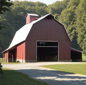 Amish Pole Barn Construction in Mullica Hill, NJ - Rossbrook Construction Red pole barn with gate open