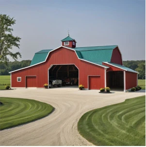 Amish Pole Barn Construction in Paulsboro, NJ - Rossbrook Construction Large decorative pole barn with green roof