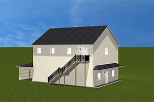 3D Rendering of a Barndominium Pole Builing using post beam construction - rear side A - Lancaster County, PA