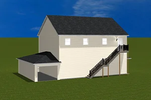 3D Rendering of a Barndominium Pole Builing using post beam construction - rear side B - Lancaster County, PA