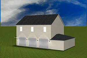 3D Rendering of a Barndominium Pole Builing using post beam construction - Front side A - Lancaster County, PA