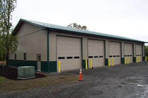 Finished product of a 5 car detached garage with rear storage options - commerical pole building garage in Lancaster, PA