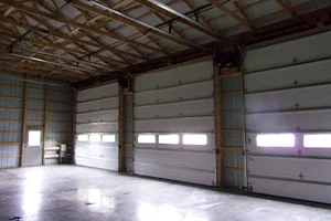 interior view of the commerical pole building garage in Lancaster, PA showing the ample storage space and post beam construction